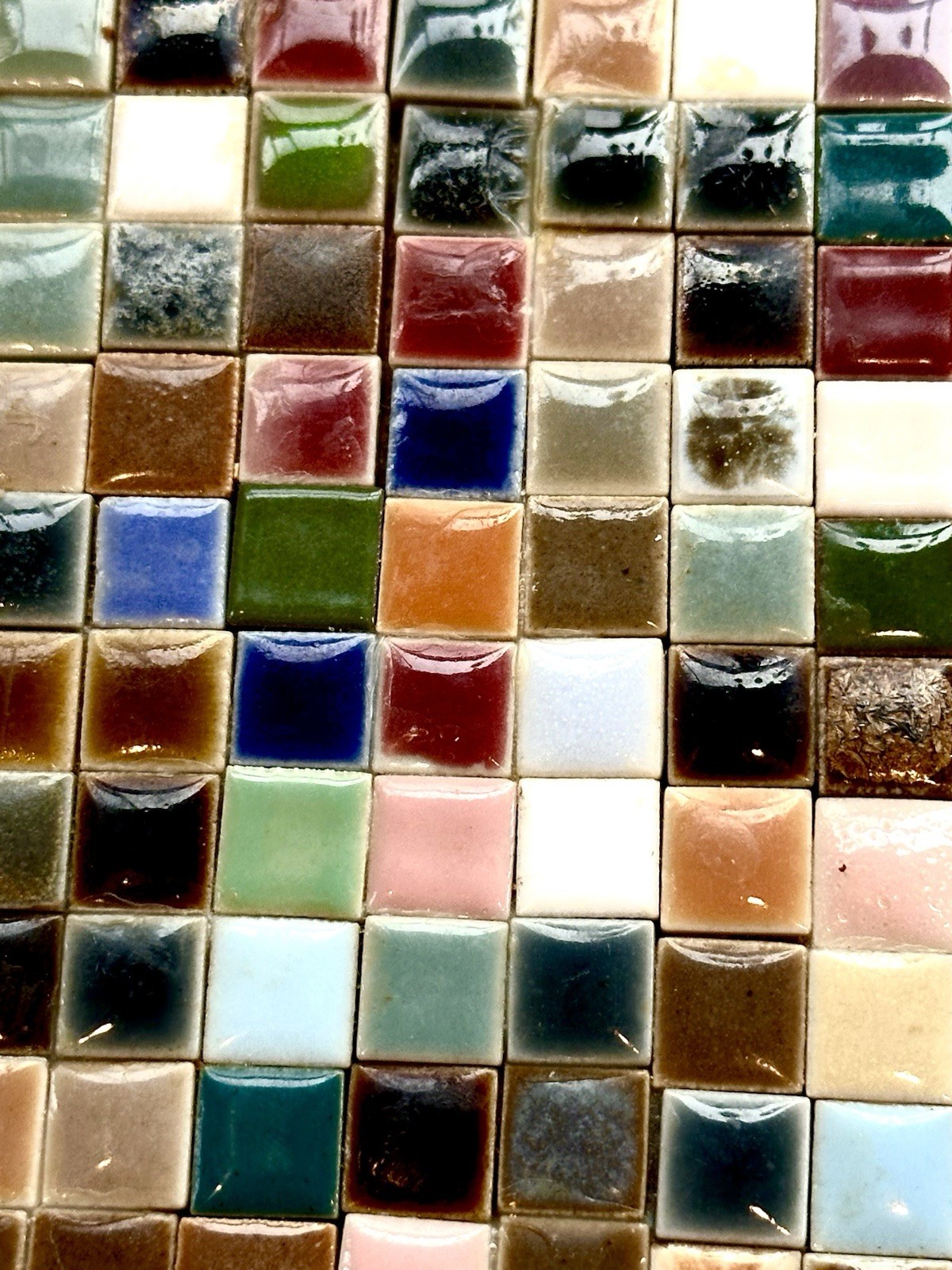 Vintage 1/4” Squares Mosaic Tile Trivet, 6" X 6” MCM Hand Made