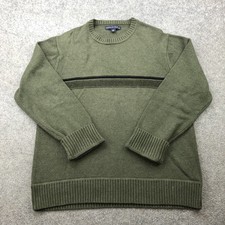 Tommy Hilfiger Sweater Mens Large Green Crewneck Pullover Knit Classic Casual