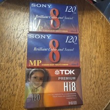 2 SONY 8mm MP Video Cassette Tape 120 Min  1 Tdk Lot of 3 New Sealed