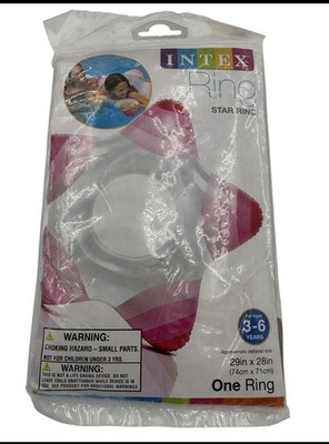   Intex Star Ring Inflatable Pool Float For Kids Ages 3-6 29''x28'' Pink & White  