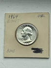 Uncirculated 1964 Silver Washington Quarter - No Mint - Beautiful Glow!
