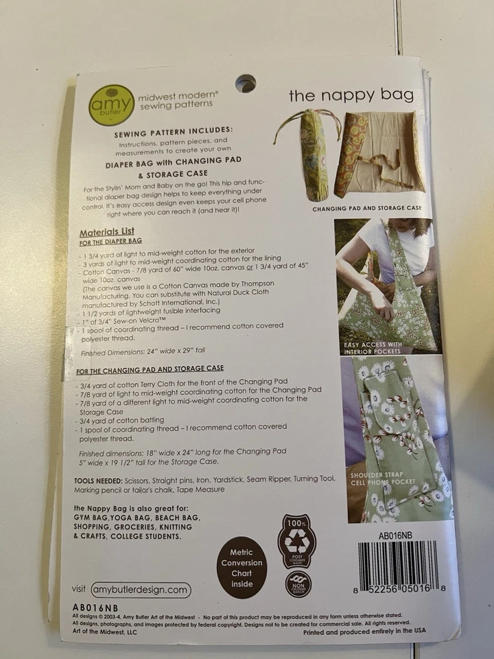 Amy Butler MOM & BABY - THE NAPPY BAG designer DIAPER BAG, CHANGING PAD w/ CASE - Image 2 of 2