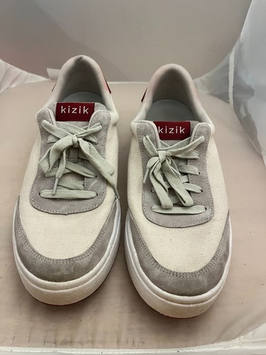 Kizik Prag Herren 9,5 Damen 11 Beige Canvas Freisprech Slipper Turnschuhe Schuhe
