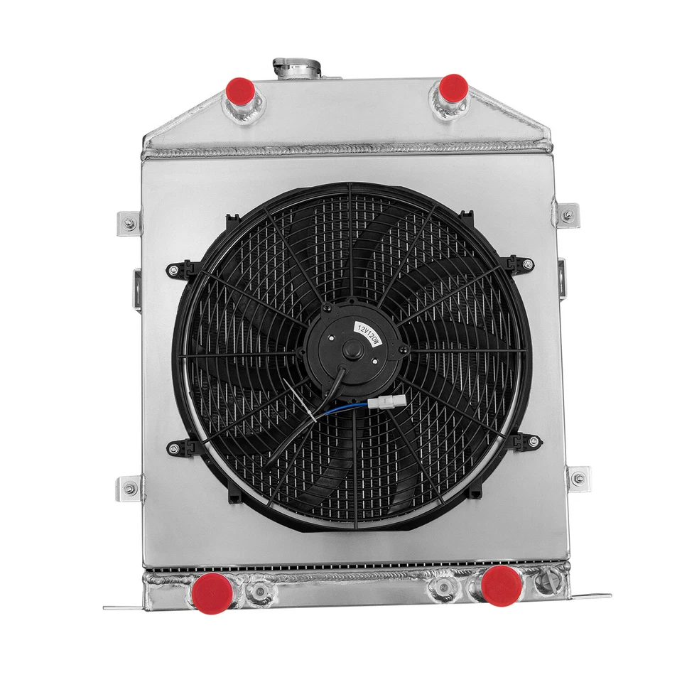 4 Row Radiator&Shroud Fan For 42-48,44 Ford Deluxe/Mercury Coupe Flathead Engine Foto 4 de 4