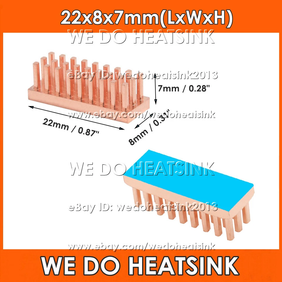 16pcs Copper Heatsink DIY Kit 100% Copper Radiator Cooler 10x10mm 15x15mm 20x20m - Image 3 of 4
