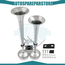 12V Dual Marine Grade 304 Stainless Steel Trumpet Horn For Truck Car SUV Boat