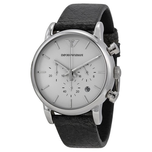 Orologio uomo Emporio Armani AR1810 crono in pelle quadrante bianco 41mm |  eBay