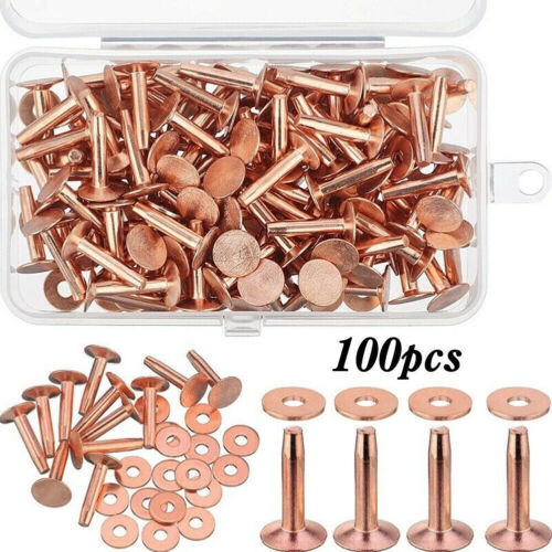 100 PCS Copper Rivets and Burrs Washers Leather Copper Rivet Fastener Tool Set - Picture 3 of 9