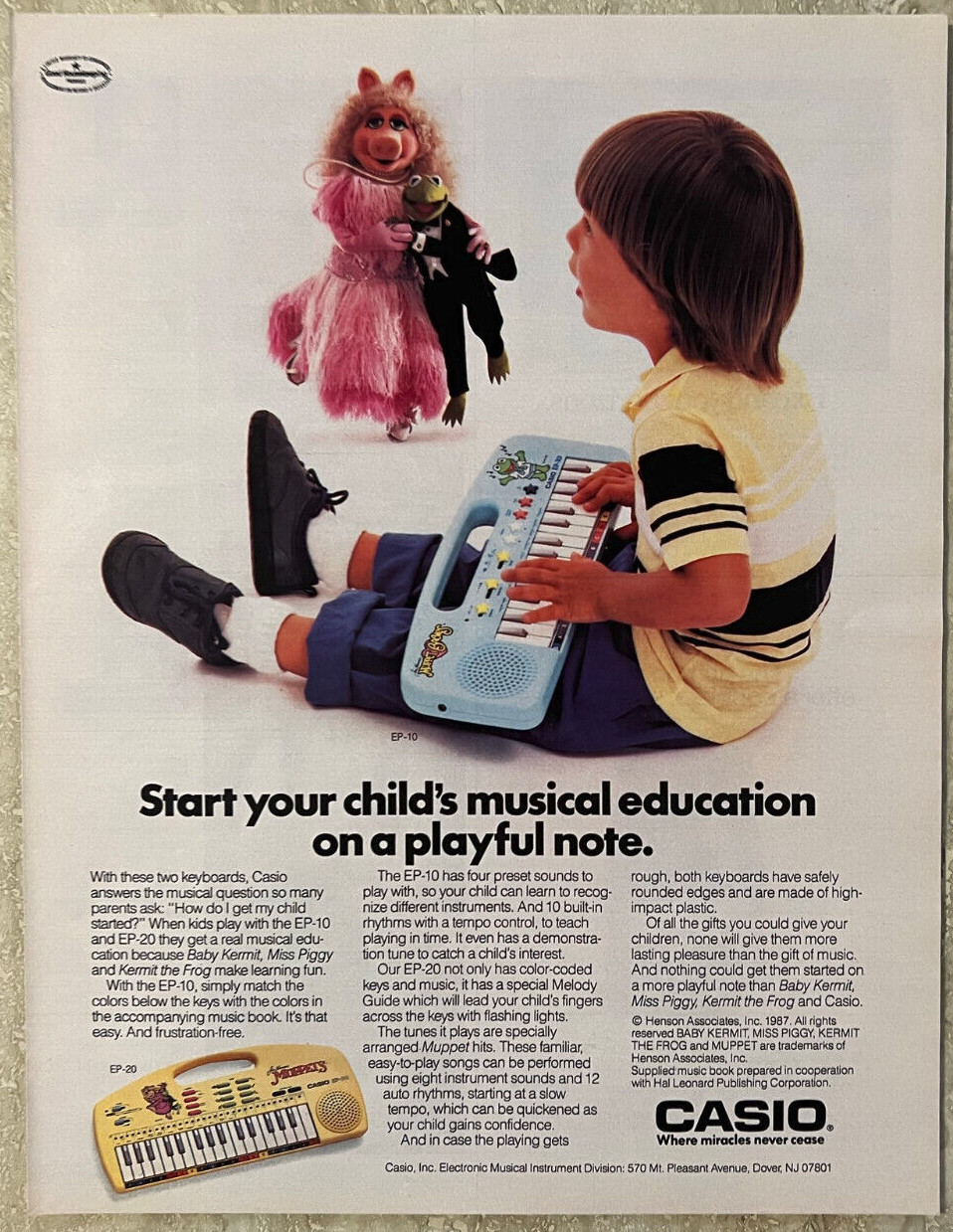 1987 Casio Kids Keyboards EP-10 EP-20 Musical Instruments Vtg Print Ad