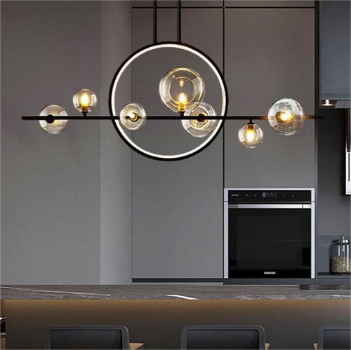 USOR LED Sputnik Chandelier with Glass Globe Shade 7/10Light Kitchen IslandLight - Picture 4 of 14