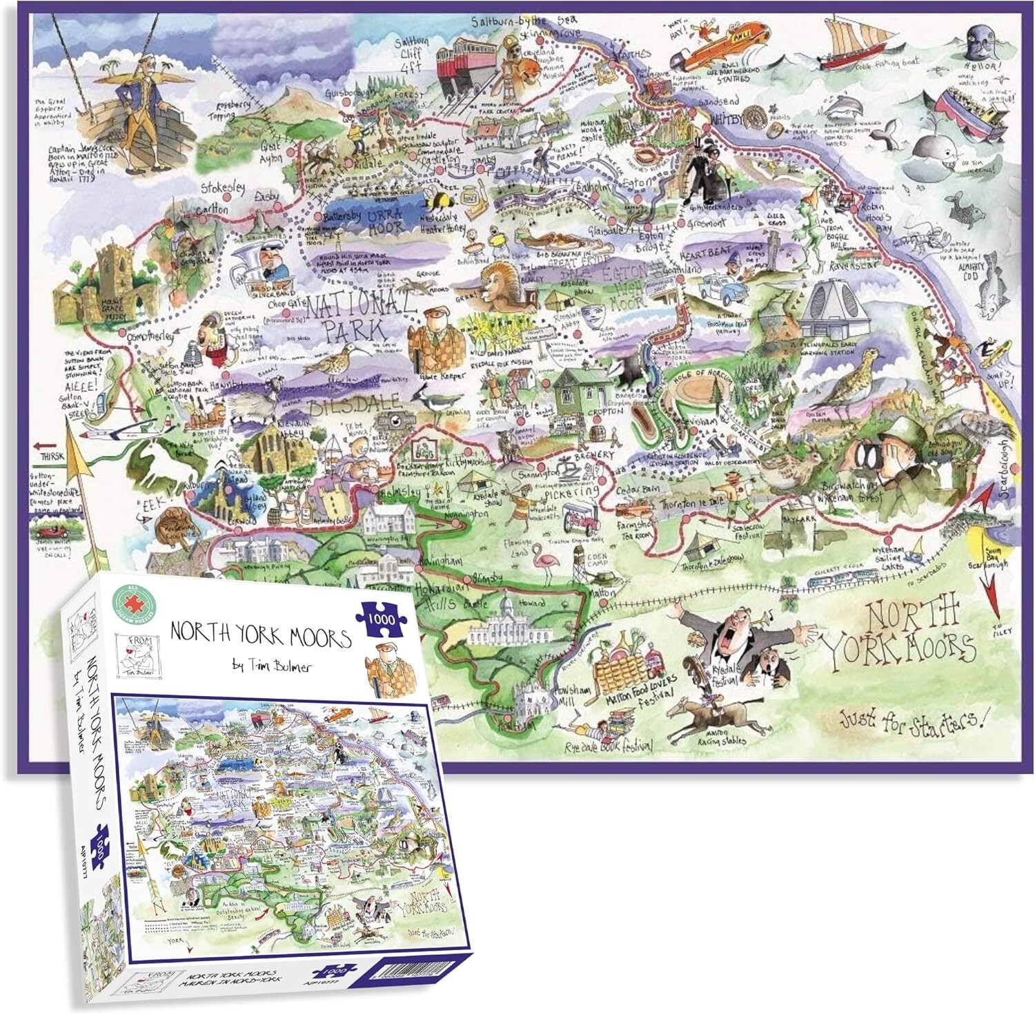 1000 Piece Jigsaw Puzzle Of Comical Map Of North York Moors By Tim Bulmer