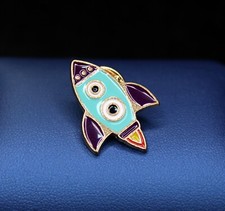 Space Rocket Ship Shaped Collectible Metal Lapel / Hat Pin with Butterfly Clasp