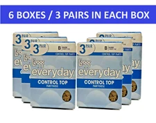 Leggs Everyday Control Top Pantyhose Size: B Nude Sheer Toe 3 Pair - 6 Boxes