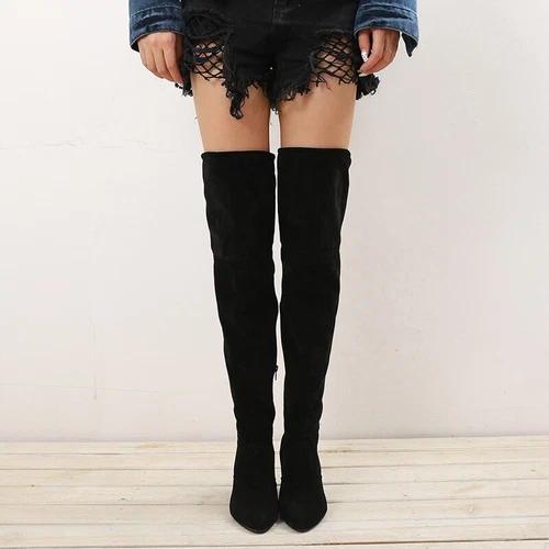 Thigh High Boots Ladies Over The Knee Mid Heel Office Womens Casual Shoes Sizes - Picture 5 of 23