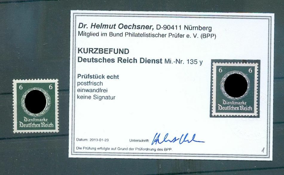 DR-Service 135Y LUXURY Unsigniert** MNH POST-FRESH BPP REPORT 220EUR (70721