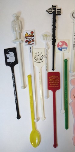 Vintage Swizzle Stir Stick Lot of 22 Plastic Assortment - Picture 2 of 5