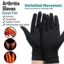 Copper Anti Arthritis Gloves Hand Wrist Support Finger Compression Relief Pain