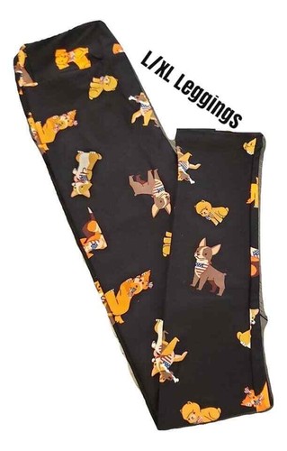LuLaRoe L/XL KIDS LEGGINGS BLACK DOG DOGS PAW BEAGLE FLAGS AMERICANA 19 JULY 4TH - Picture 2 of 5