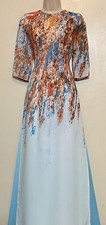 Ao Dai Silk Voan Abc Double Layer Vietnamese Dress With Pant - Size : Medium
