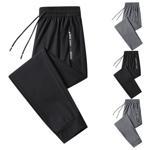 Summer Mens Ice Silk Breathable Loose Thin Casual Pants Quick Dry Sport Trouser