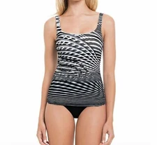 Essentials by Gottex Women's two piece Tankini Top & Bottum Black/White, 10