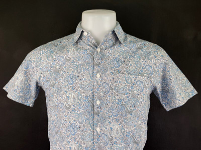 LIBERTY / UNIQLO Herren Baumwolle blau S/S FLORAL ABENDKLEID HEMD - S - 38'' - 129£