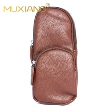 MUXIANG PU Leather Cigar Pouch Elegant Full Grain Travel Case Tobacco Pipe Bag
