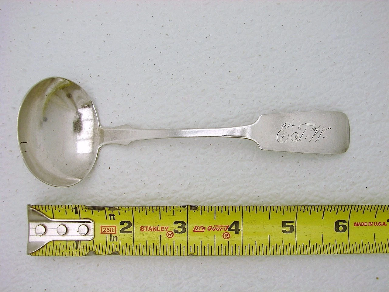 Coin Silver Midsize Gravy Ladle Psuedo Hallmarks 6 1/8 inch long .8oz
