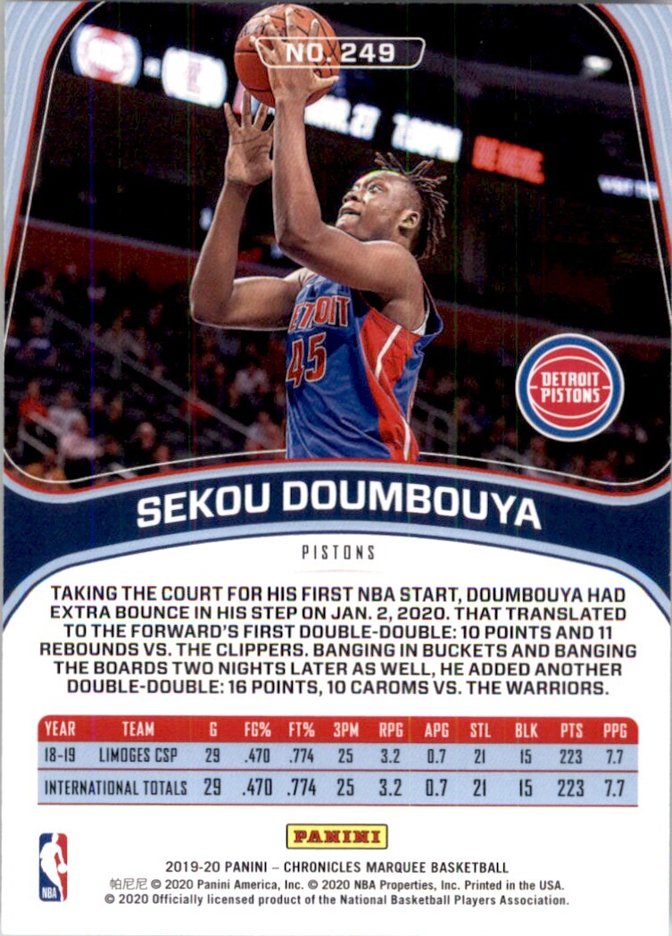 PANINI NBAカード CLEARLY DONRUSS The Rookies SEKOU DOUMBOUYA 43/49 #6 送料無料 中古 IT1 楽天市場】【中古】 PANINI NBAカード CLEARLY DONRUSS The