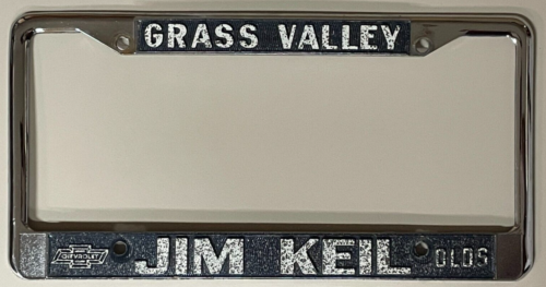 Jim Keil Chevrolet Olds Grass Valley CA Metal Dealership License Plate Frame - Afbeelding 1 van 3