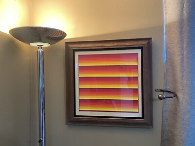 #ad #ad Vintage MCM Axel Dick Colorful Linear Lines Screen Print Signed Serigraph 35 40 $160.00