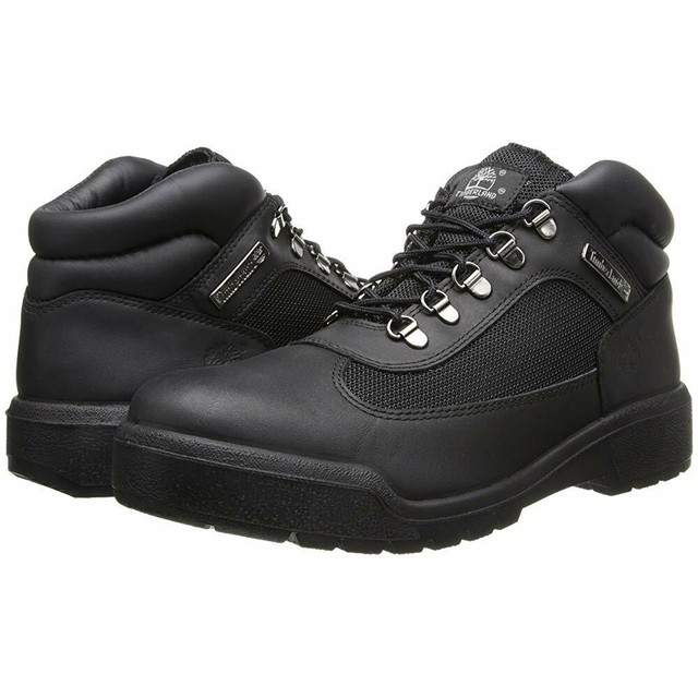all black timberland field boots