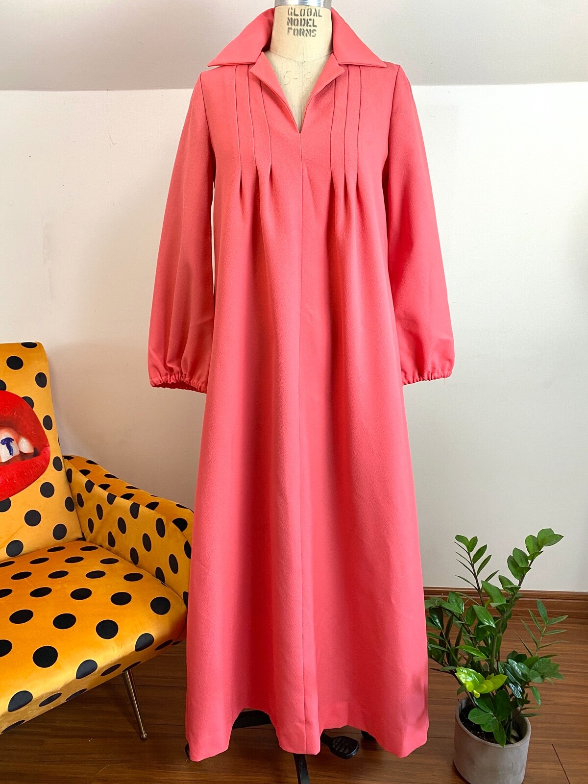 70's Blush Pink Lounge Shirt Dress Gem