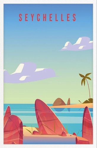 Seychelles Illustration 40x50cm Stretched Travel Canvas Wall Art Print - Picture 3 of 3