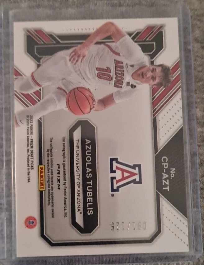 2023-24 PRIZM DRAFT COLLEGE PENMANSHIP BLUE AZUOLAS TUBELIS RC AUTO /125 - Image 2 of 2