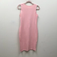 Love...ady Womens Sheath Dress Solid Pink Stretch Scoop Neck Sleeveless M