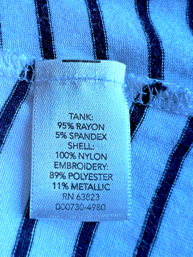 Christopher & Banks Sleeveless Tunic, LN!! White/Navy Strip, Lacy Overlay, Sz. M - Picture 5 of 11