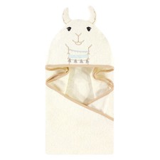 Little Treasure Baby Unisex Cotton Animal Face Hooded Towel, Neutral Llama