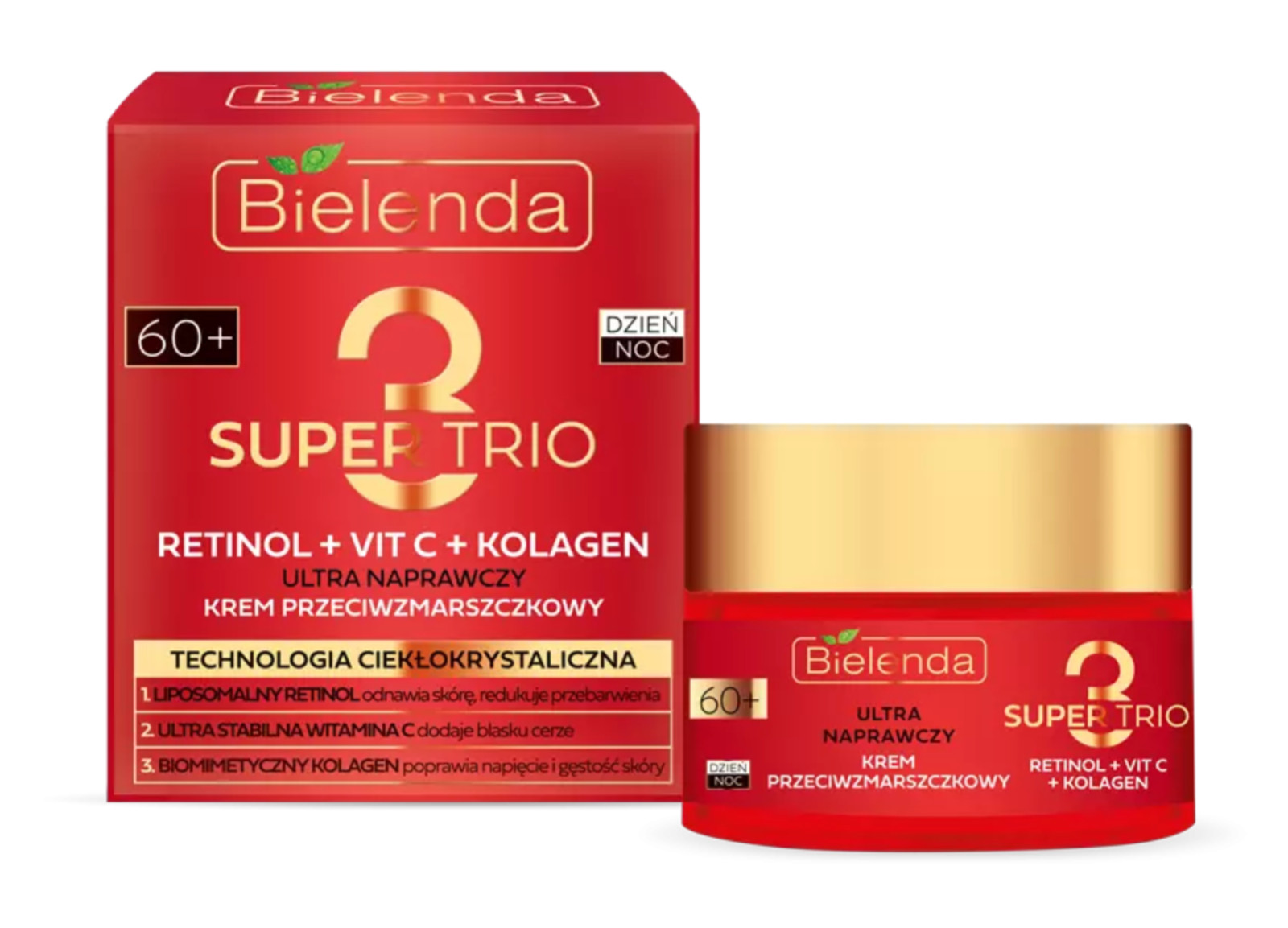 Bielenda Super Trio Retinol Vit C Collagen Repairing Anti-Wrinkle 60+ Cream 50ml - Image 2