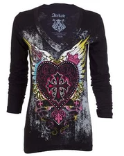 Archaic By Affliction Women's T-Shirt Darling Long Sleeve