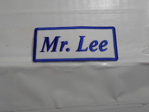 PARCHE MR. LEE NUEVO COSTURA BORDADA / HIERRO EN NOMBRE AZUL EN BLANCO - Imagen 2 de 2