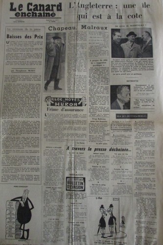 ANNIVERSARY NEWSPAPER LE CANARD ENCHAÎNÉ SATIRICAL NEWS OF NOVEMBER 22, 1967 - Picture 3 of 3