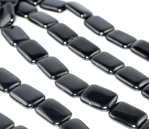 17X13MM BLACK JET GEMSTONE ORGANIC RECTANGLE LOOSE BEADS 16inch - Picture 2 of 4