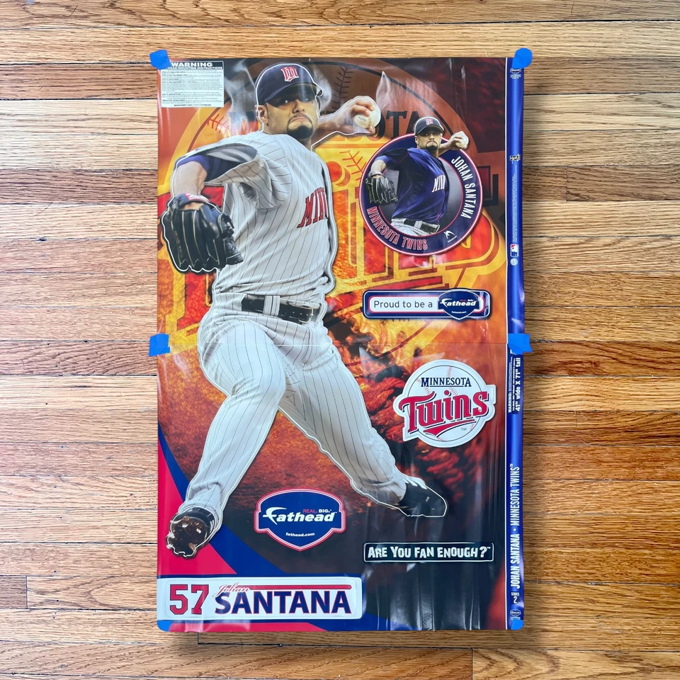 Calcomanía de pared grande real tamaño real Johan Santana Minnesota Twins de béisbol Fathead Foto 2 de 4
