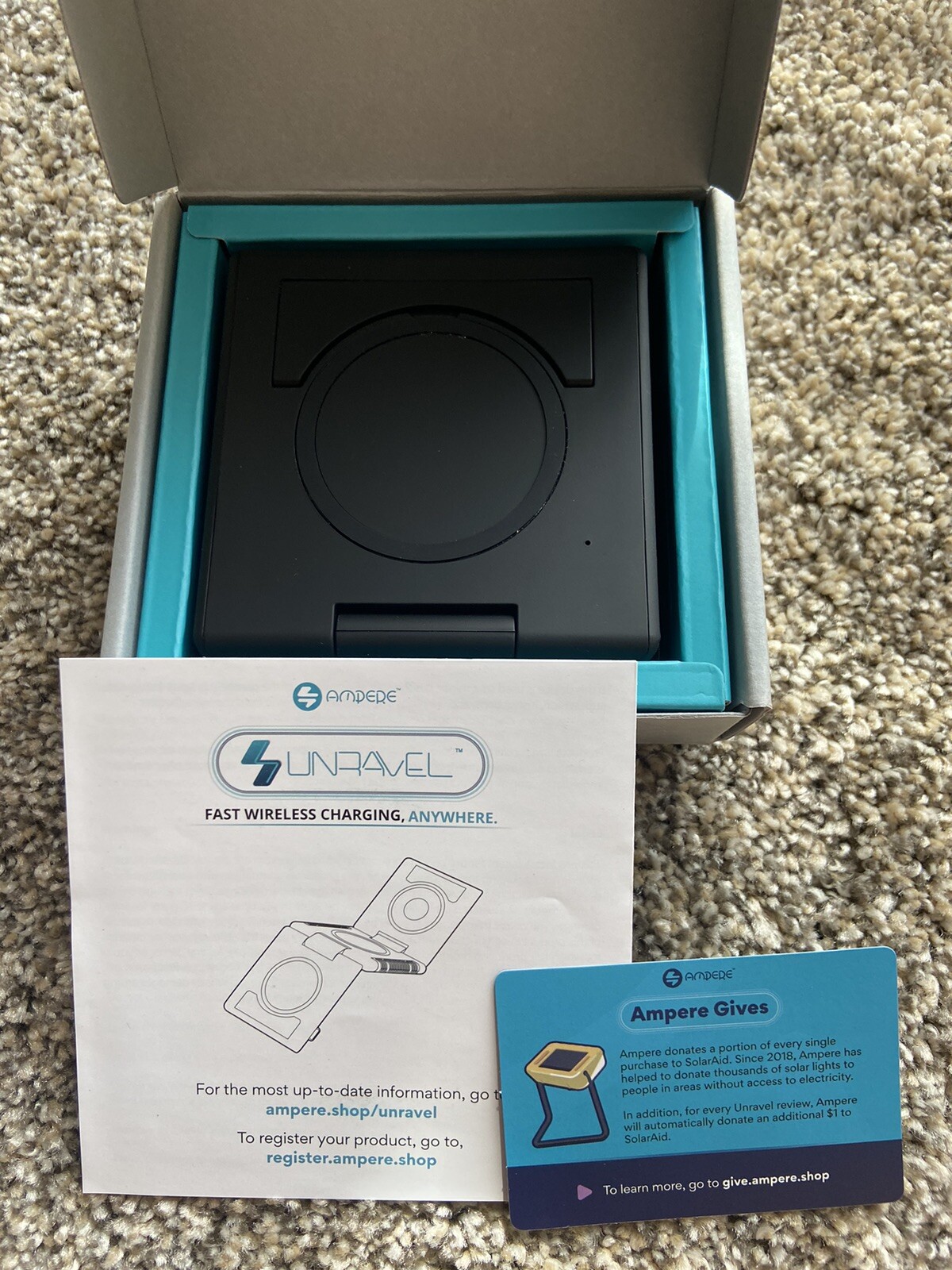 NEW Ampere Unravel 3in1 Travel Wireless Charge WITH CASE AND CHARGING CABLE eBay