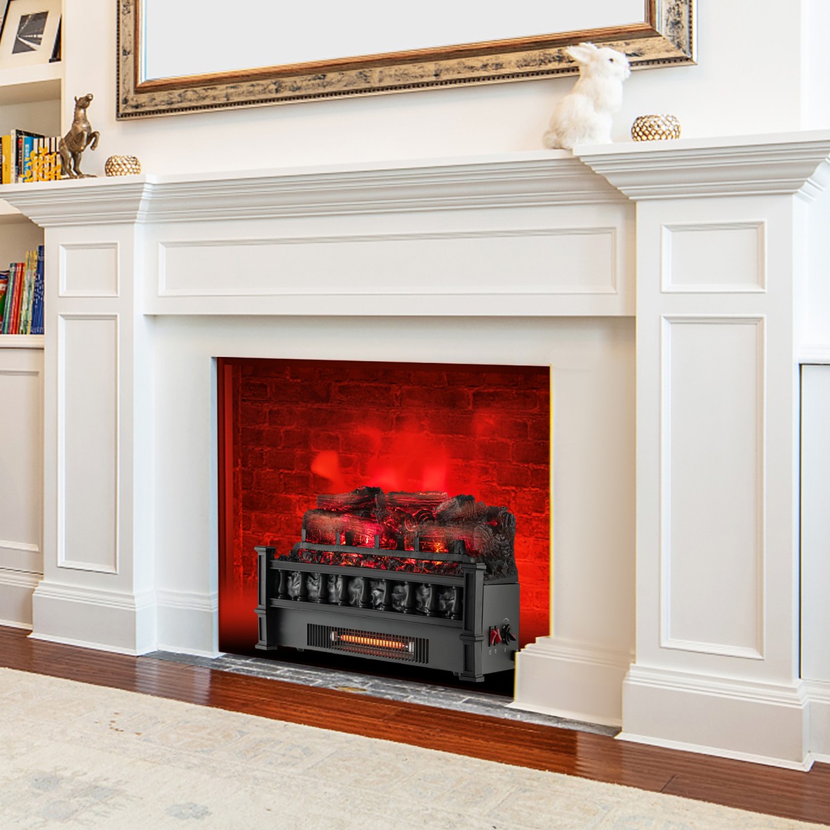 20u0026#034; Infrared Quartz Electric Fireplace Heater W/ Pinewood Ember Bed,  Thermostat | eBay