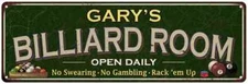 GARY'S Billiard Room Sign Green Metal Game Room Gift Decor 106180106029