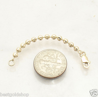 3mm Solid Moon Cut Ball Bead Chain Necklace Extender Clasp Real 10K Yellow  Gold
