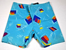 Vintage Le TIGRE Swimsuit Size XS/S 80s Aqua Blue Paint Brush Stroke Shapes NWT