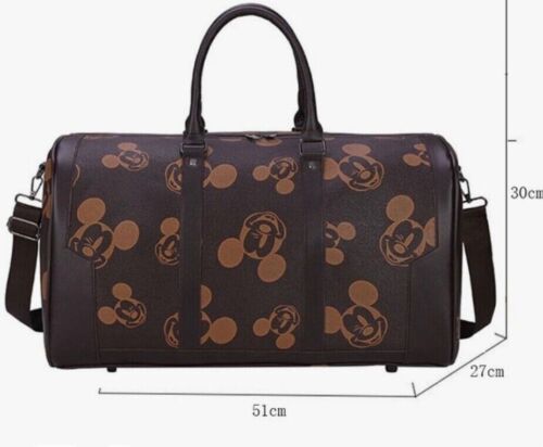 New ✨Disney Mickey Mouse Duffel Travel Overnight Weekender Bag w/ Strap Brown